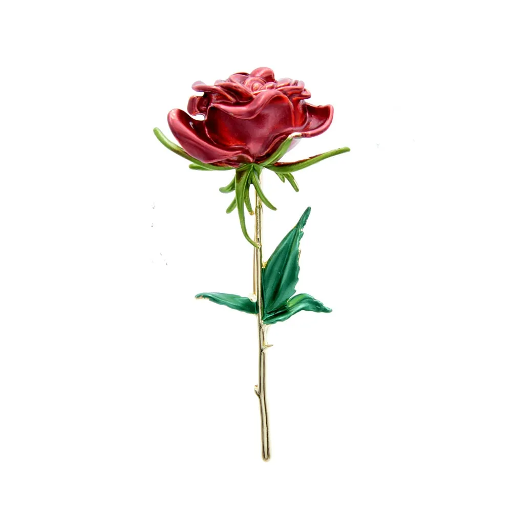 Enamel Rose Brooches For Women