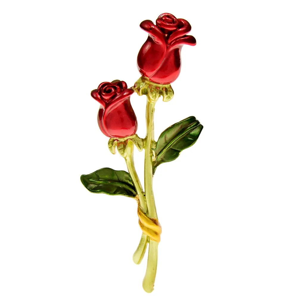 Enamel Rose Flower Brooches For Women Trendy Alloy Material Cheap Jewelry
