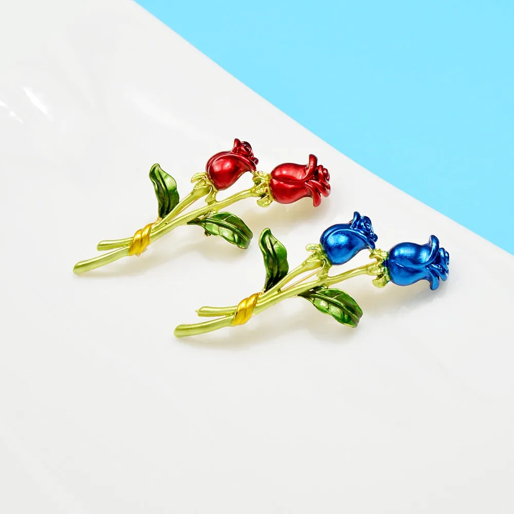 Enamel Rose Flower Brooches For Women Trendy Alloy Material Cheap Jewelry