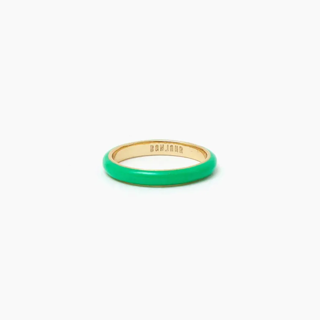 Enamel Stacking Ring (Gold   Emerald)