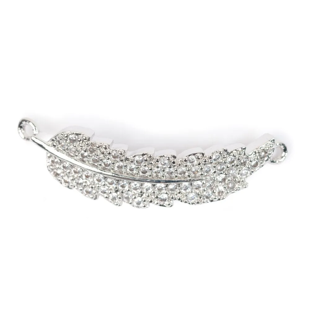 Estrellaª Charm with Cz - Feather - Crystal / Silver