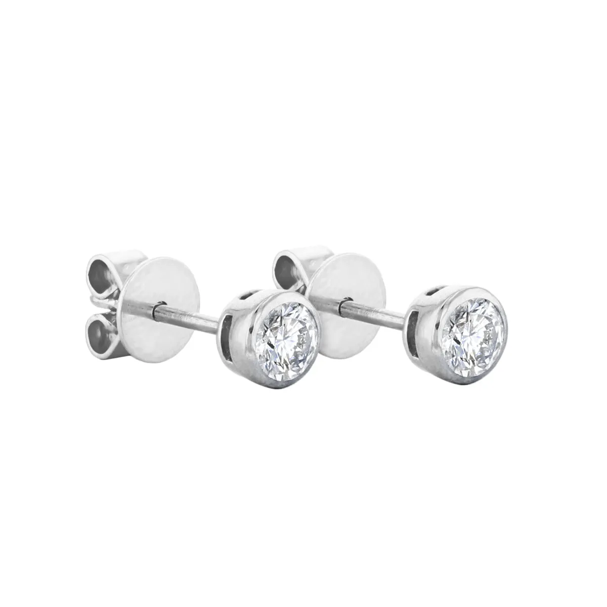 Everyday Diamonds Collection 0.40ct tw. Round Brilliant Rubover Diamond Stud Earrings | 9K White Gold