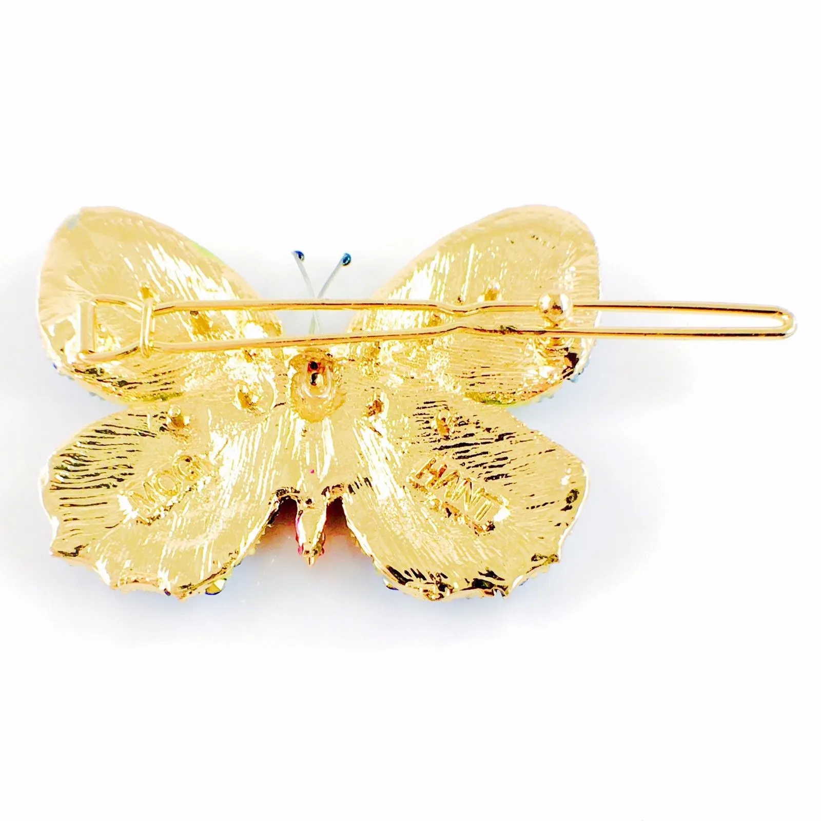 Fairy Butterfly Hair Clip Swarovski Crystal gold base multi colors Pink Amber Blue