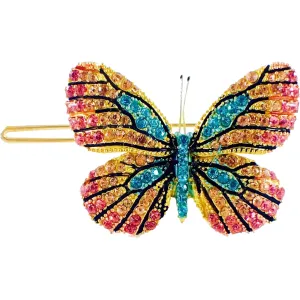 Fairy Butterfly Hair Clip Swarovski Crystal gold base multi colors Pink Amber Blue