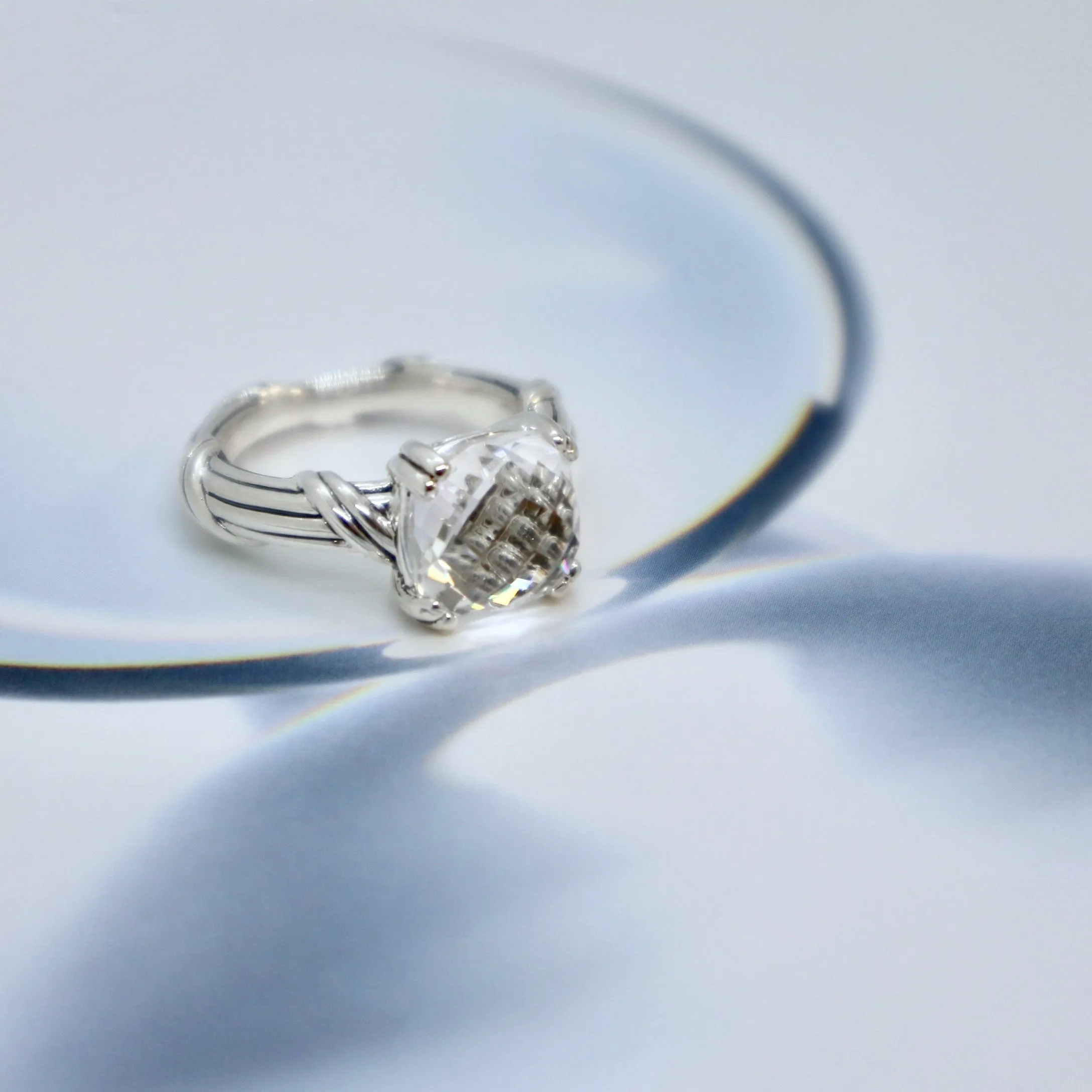 Fantasies Rock Crystal Cocktail Ring in sterling silver 10mm