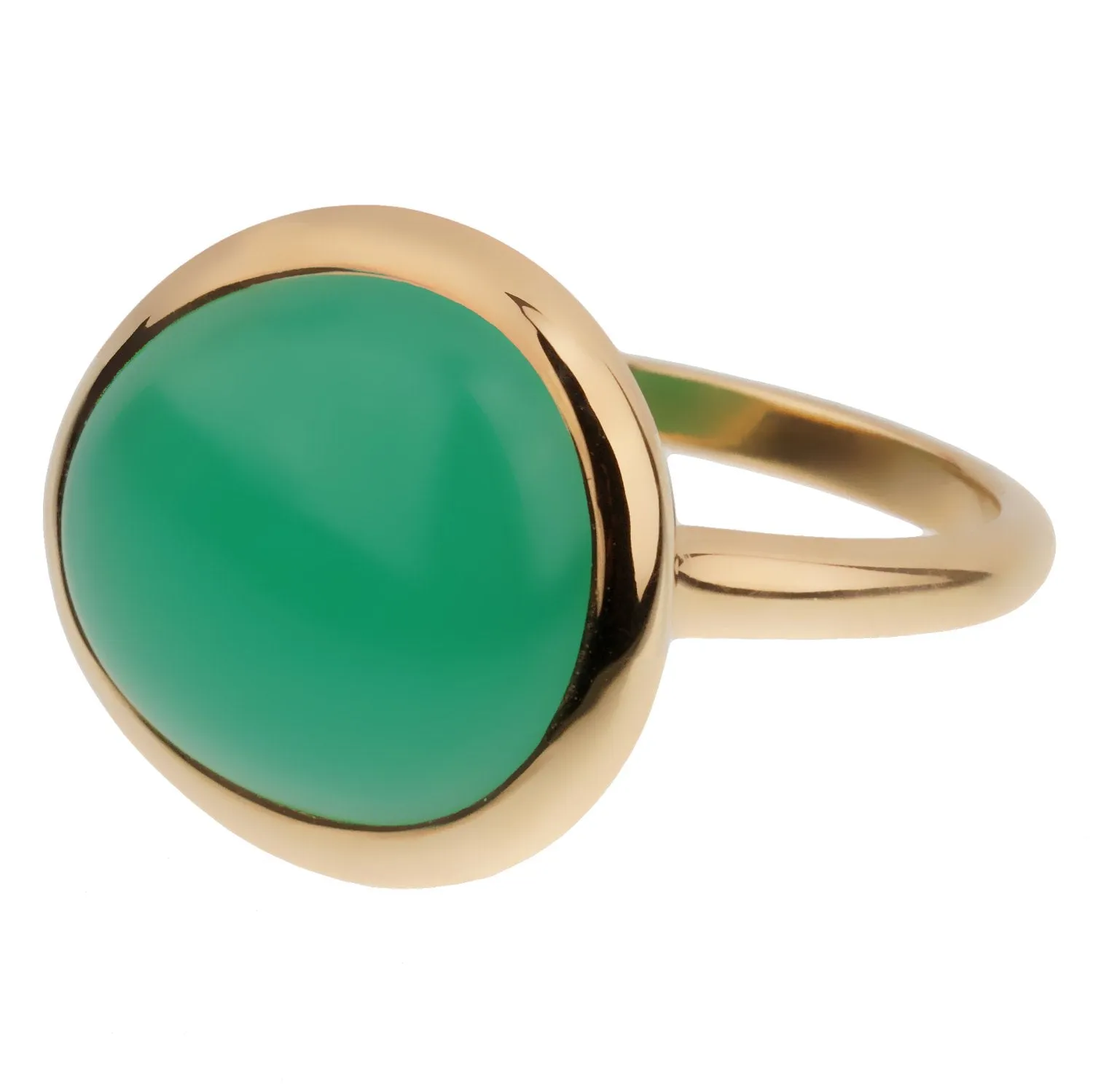 Fred of Paris 7ct Chrysoprase Cabochon Yellow Gold Cocktail Ring Size 5 1/4