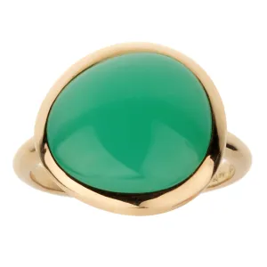 Fred of Paris 7ct Chrysoprase Cabochon Yellow Gold Cocktail Ring Size 5 1/4
