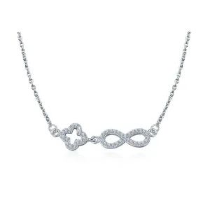 Genuine 925 Sterling Silver Romantic Necklace, Endless Love Pendant with Cubic Zirconia