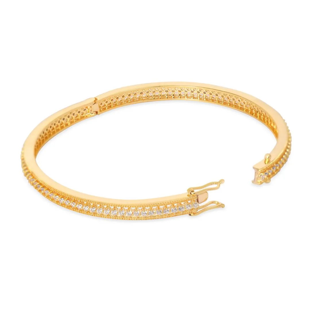 Glamorous Gold Plated CZ 925 Sterling Silver Bangle
