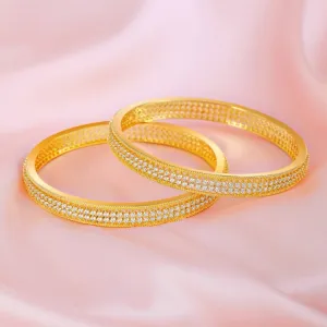 Glamorous Gold Plated CZ 925 Sterling Silver Bangle