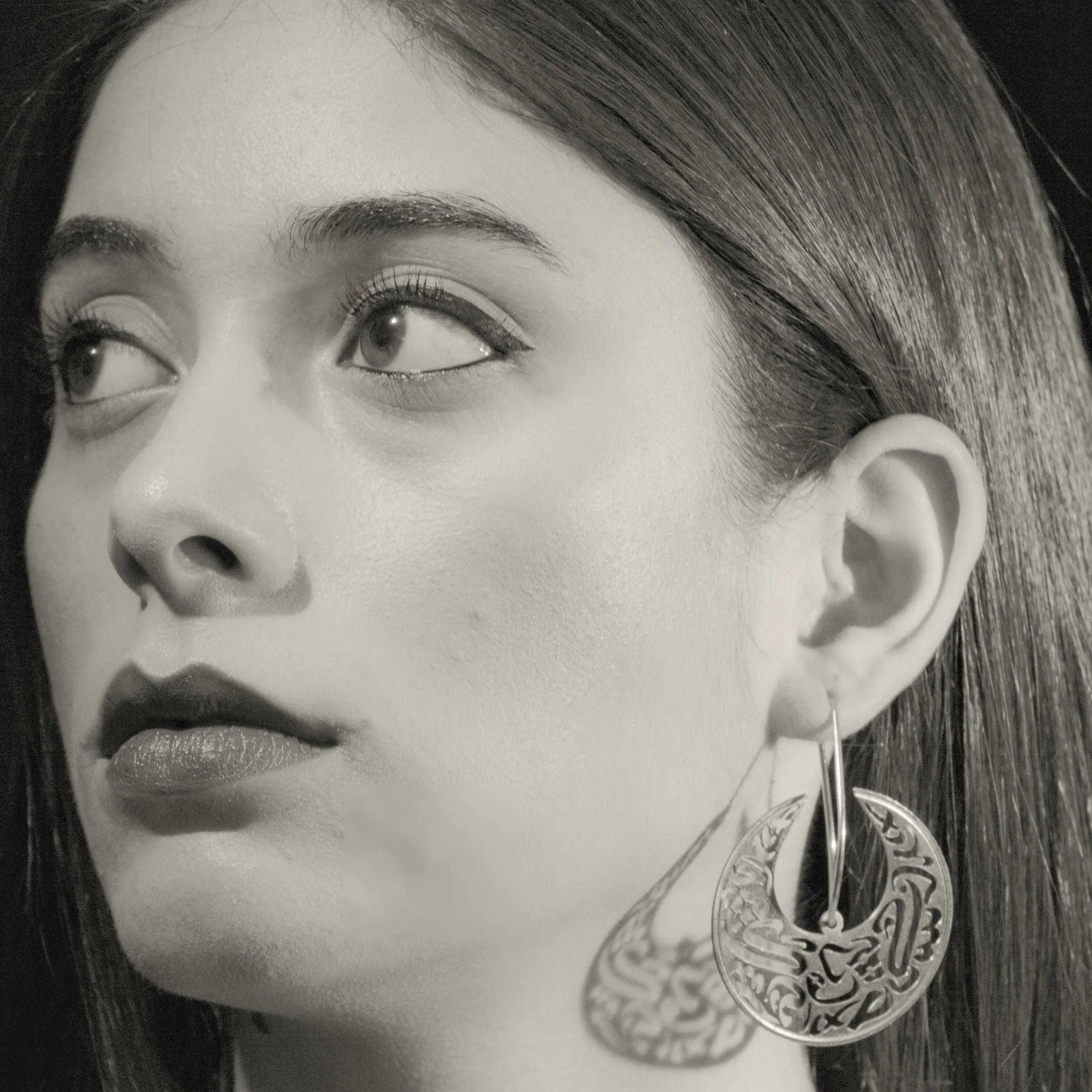 Gold "Arabi" Calligraphy Hoop Earrings