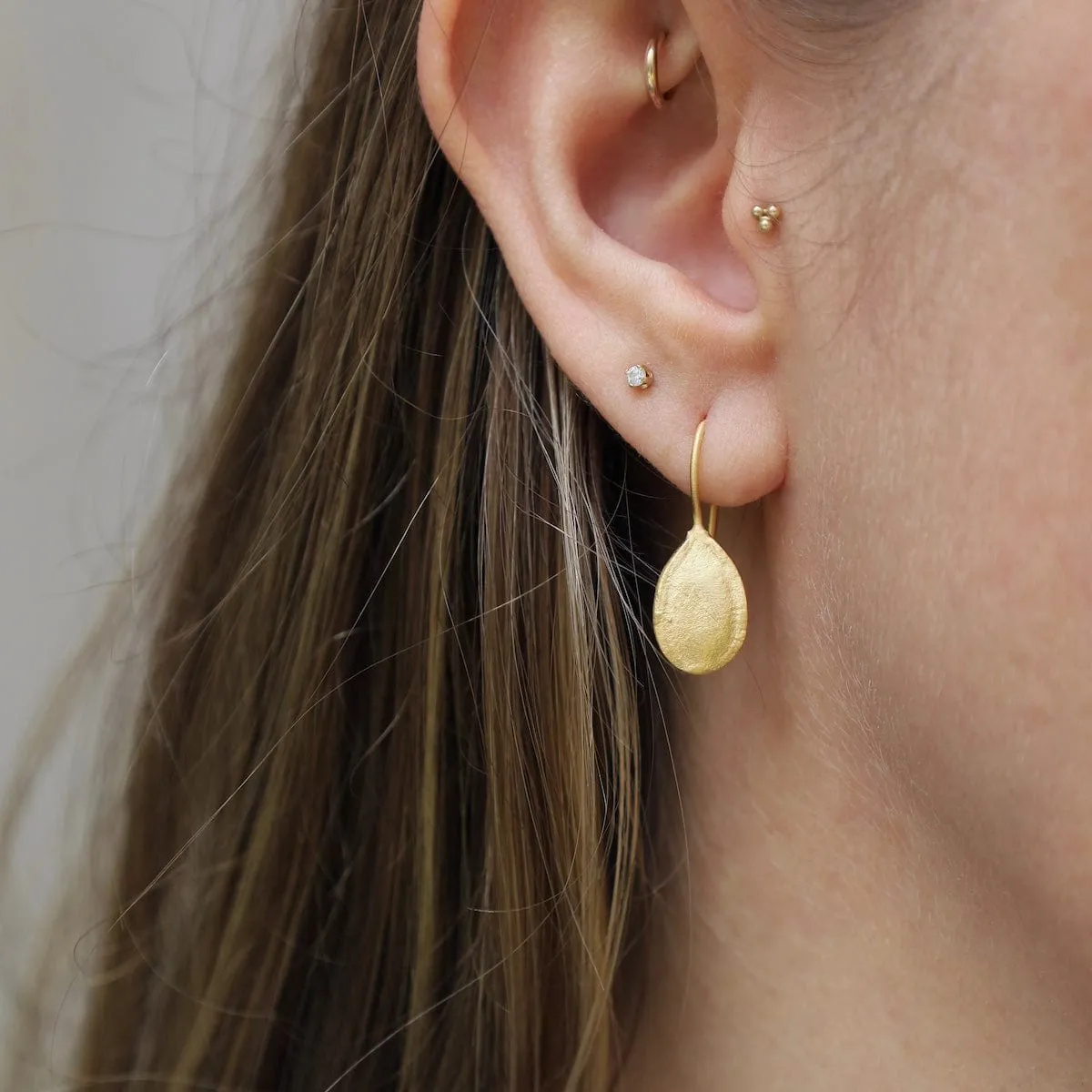 Gold Textured Seed Earrings