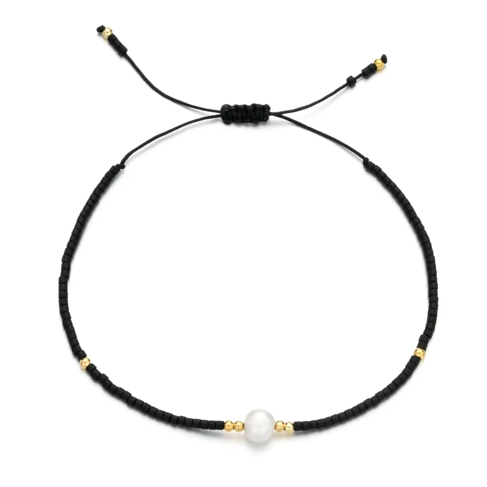Handmade Black Glass Stone Bracelets For Women