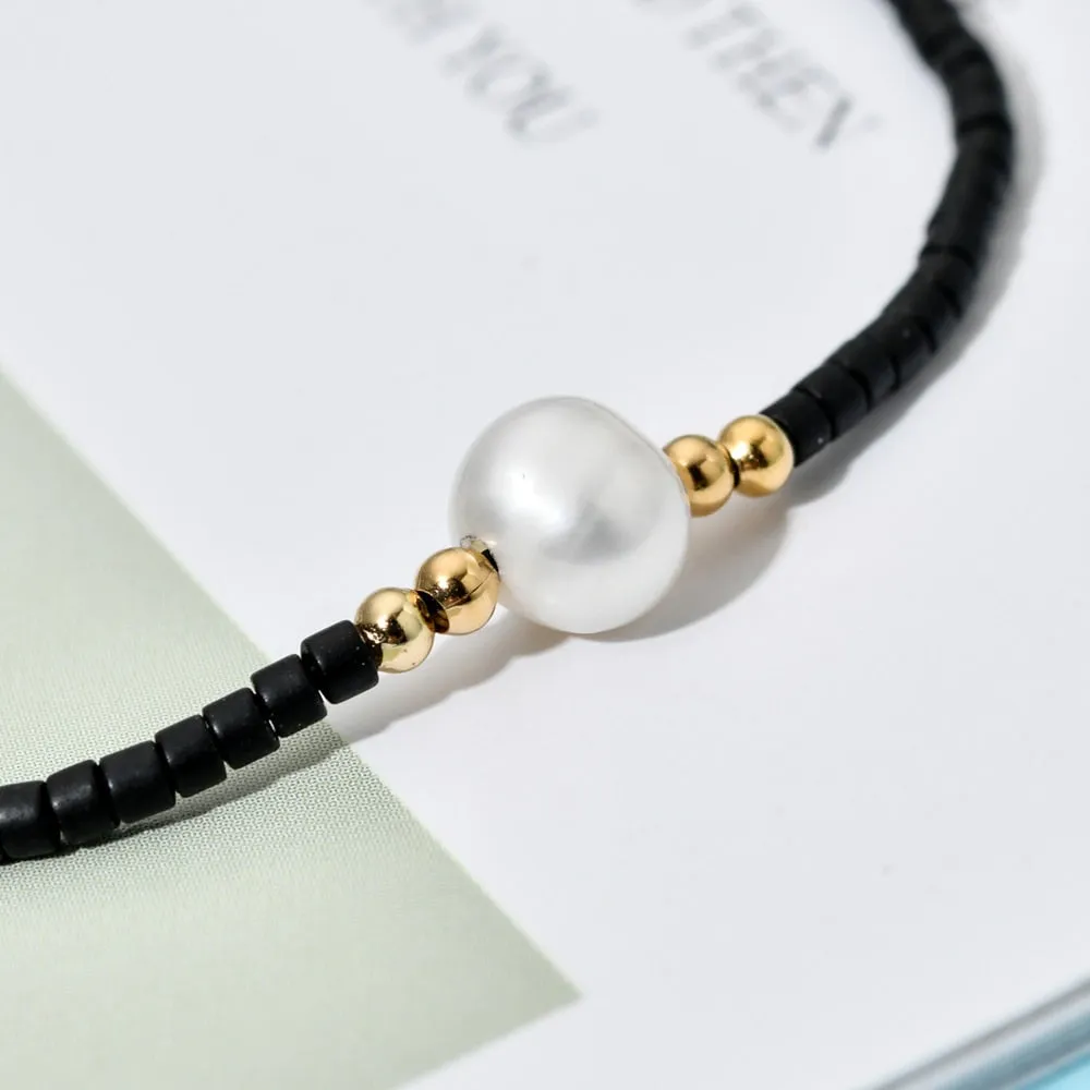 Handmade Black Glass Stone Bracelets For Women