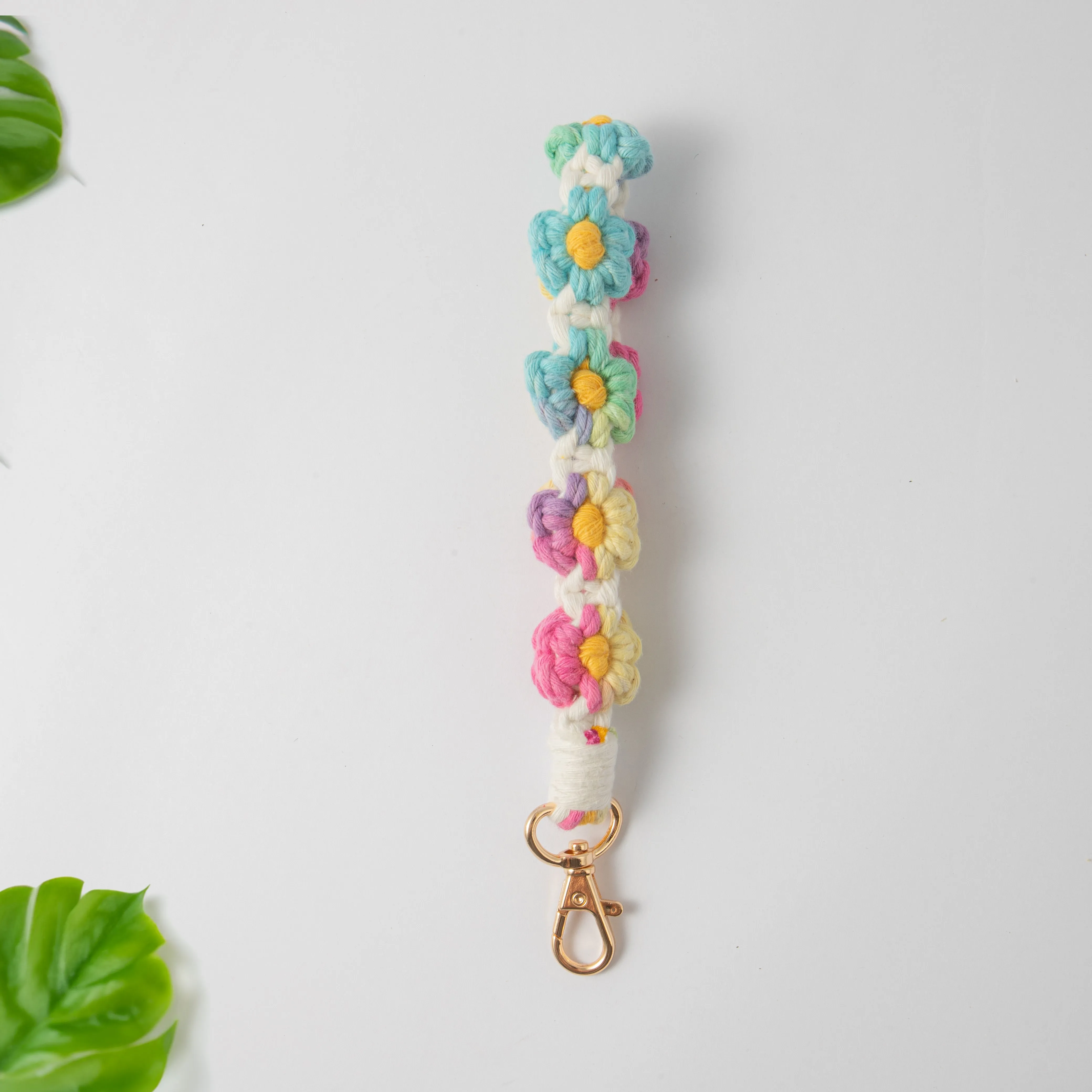 Handwoven Daisy Flower Style Keychain & Keyring