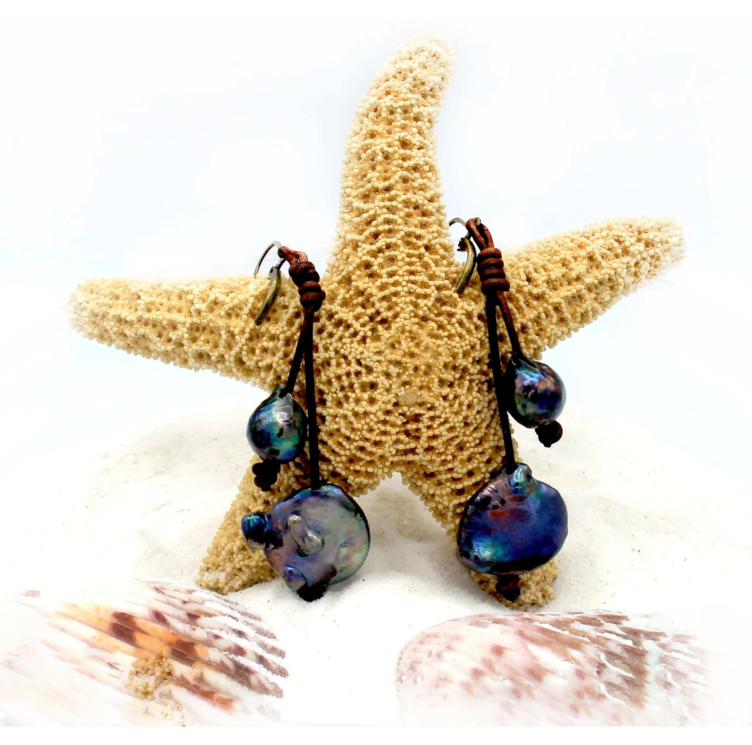 HC Tahitian Two Drop Pearl Earrings