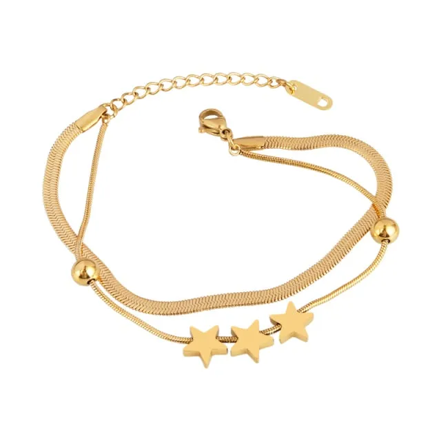 Heart Pendant Vintage Chain Bracelets For Women Bohemian