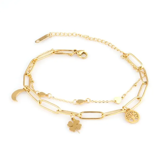 Heart Pendant Vintage Chain Bracelets For Women Bohemian