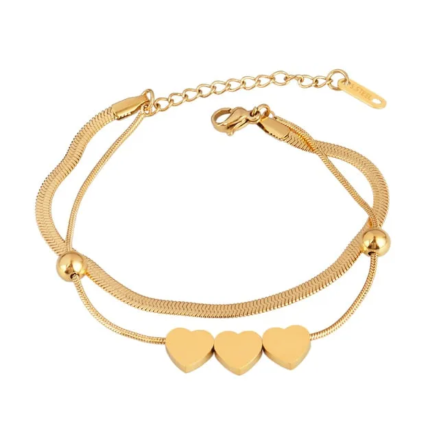 Heart Pendant Vintage Chain Bracelets For Women Bohemian
