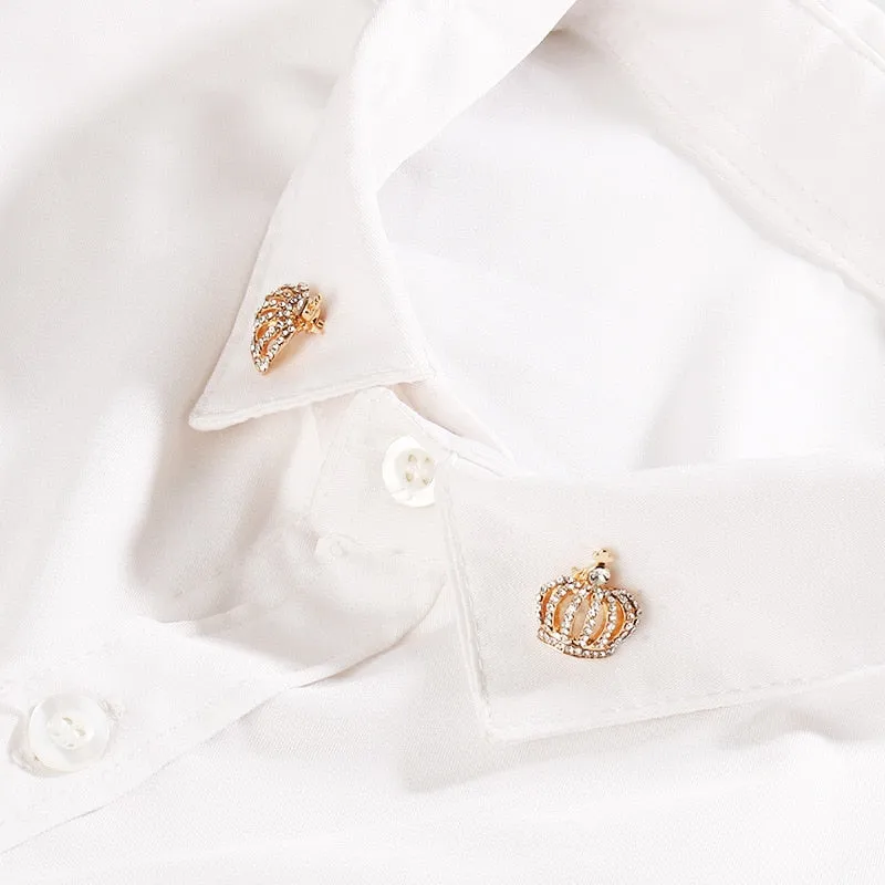 High-end Small Crown Brooch Metal Crystal Lapel Pins and Brooches