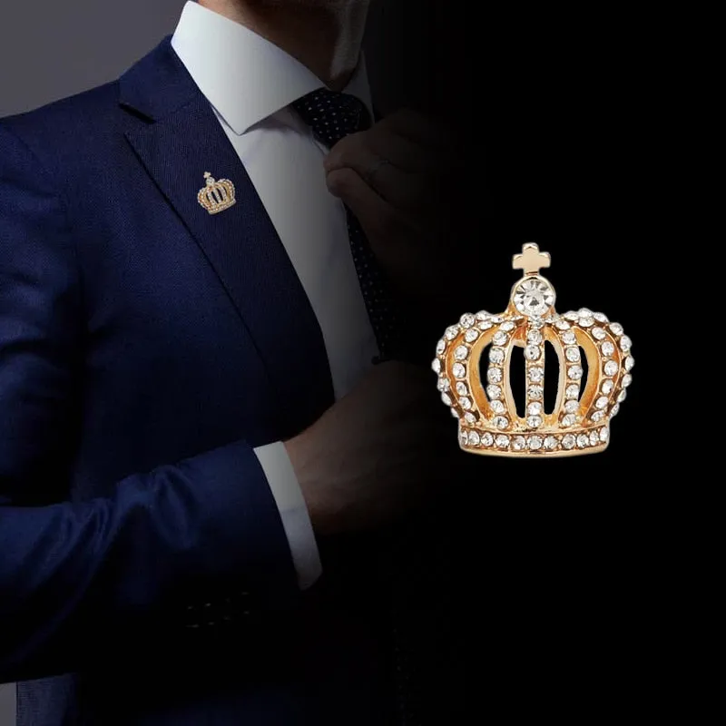 High-end Small Crown Brooch Metal Crystal Lapel Pins and Brooches