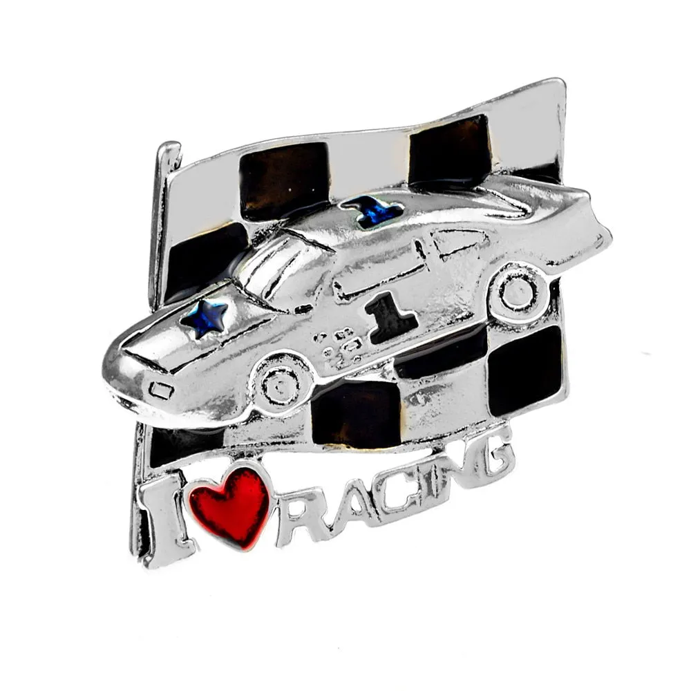 I Love Racing&quot; Car Brooch Men Coat Pin 3 Colors Available Badge