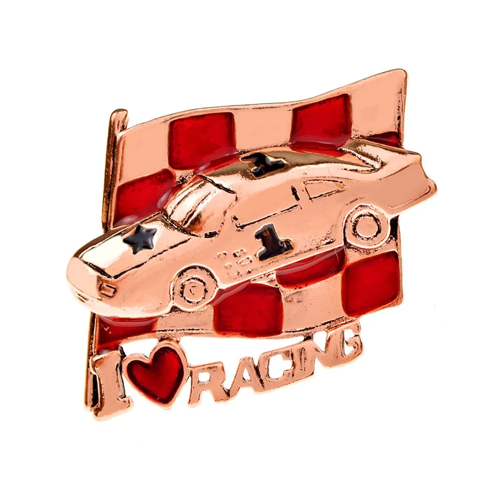 I Love Racing&quot; Car Brooch Men Coat Pin 3 Colors Available Badge