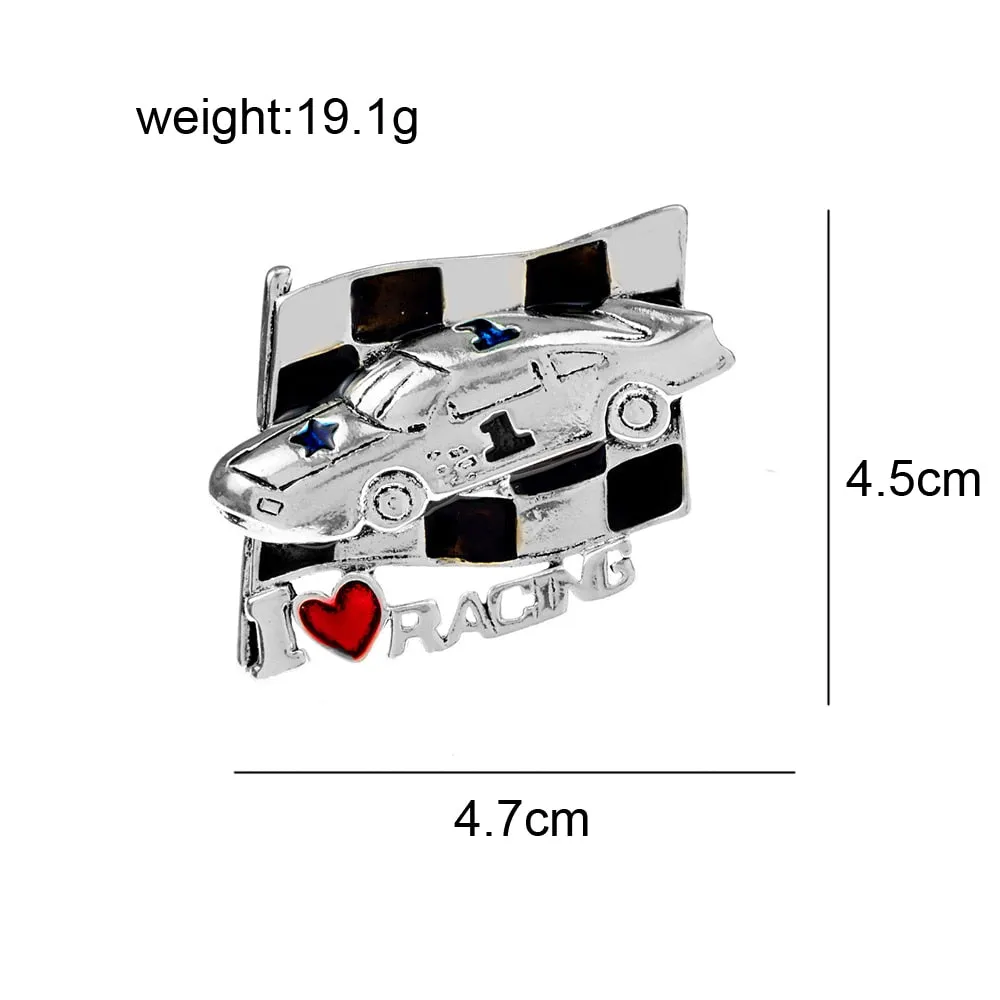 I Love Racing&quot; Car Brooch Men Coat Pin 3 Colors Available Badge