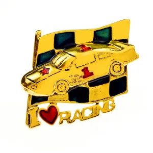I Love Racing&quot; Car Brooch Men Coat Pin 3 Colors Available Badge