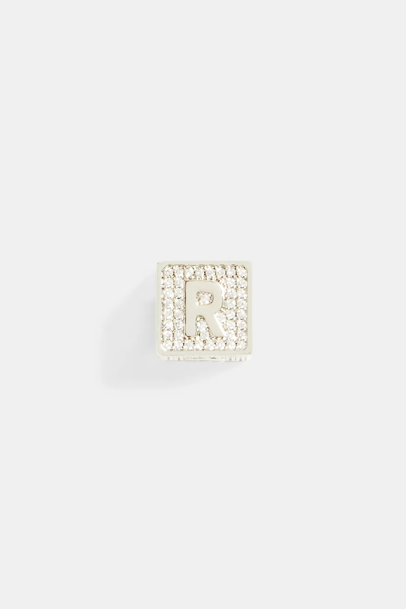 Iced R Letter Block Pendant