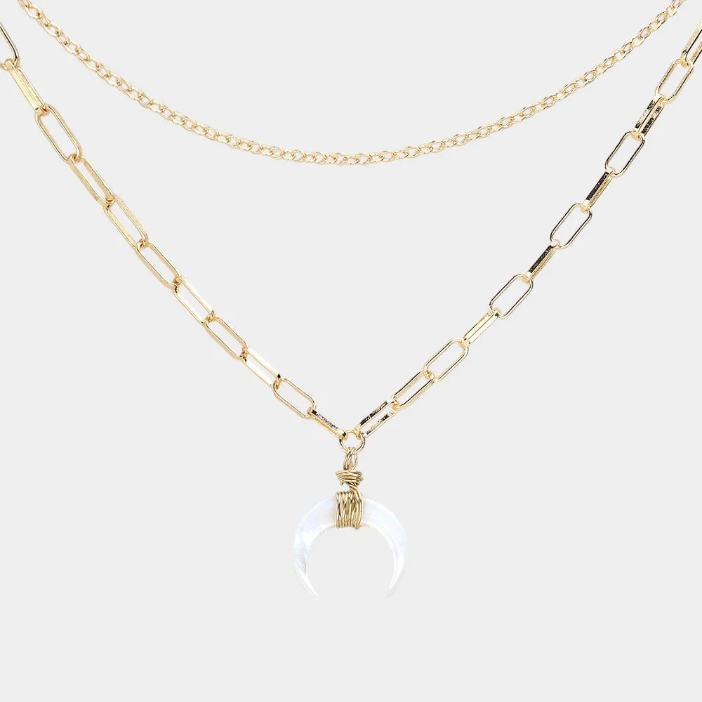 iLLASPARKZ Double Horn Pendant Double Layered Necklace