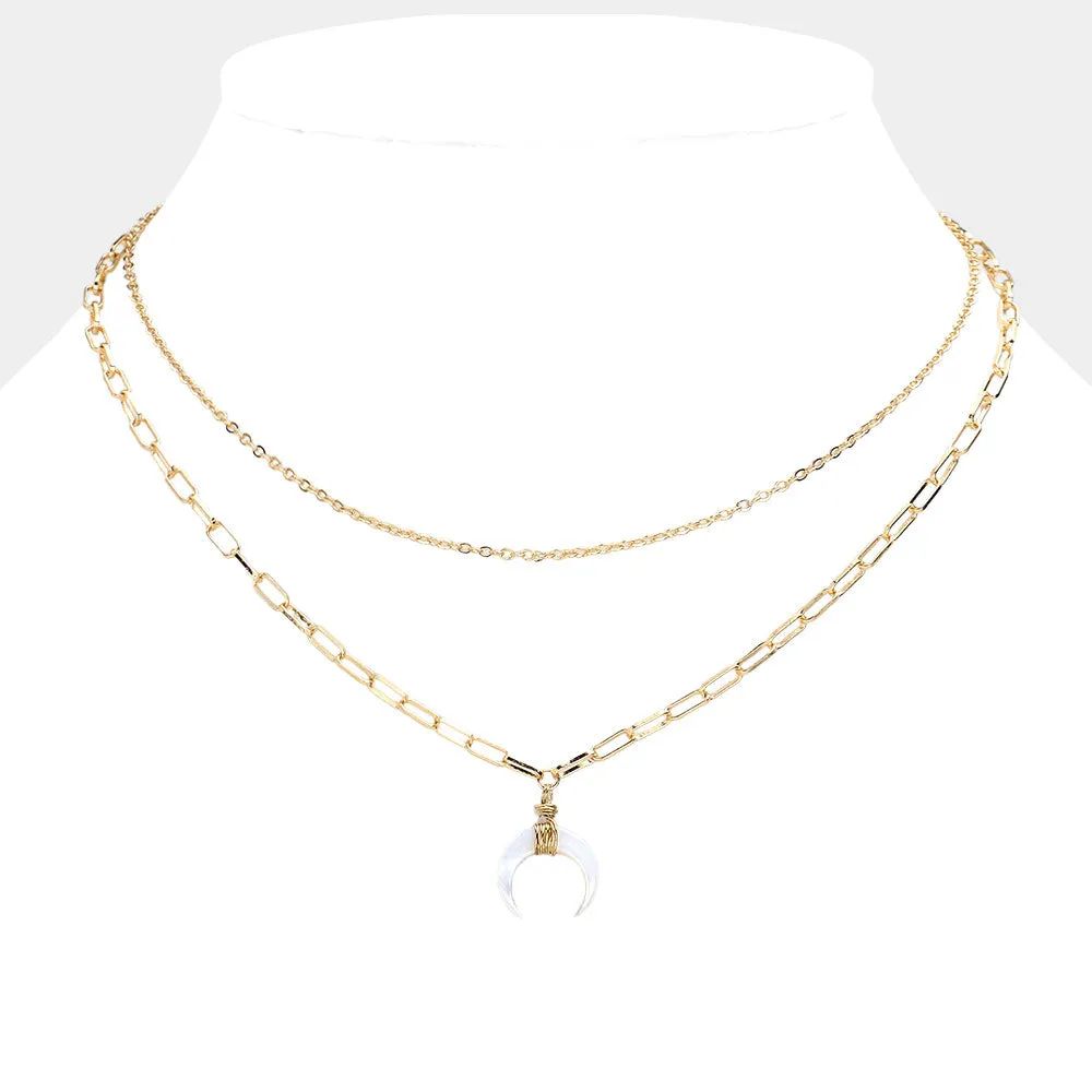 iLLASPARKZ Double Horn Pendant Double Layered Necklace