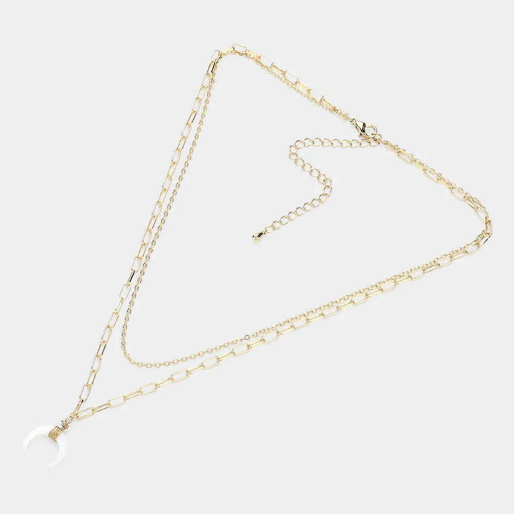 iLLASPARKZ Double Horn Pendant Double Layered Necklace