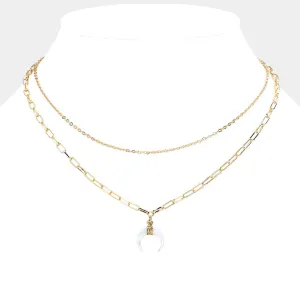 iLLASPARKZ Double Horn Pendant Double Layered Necklace