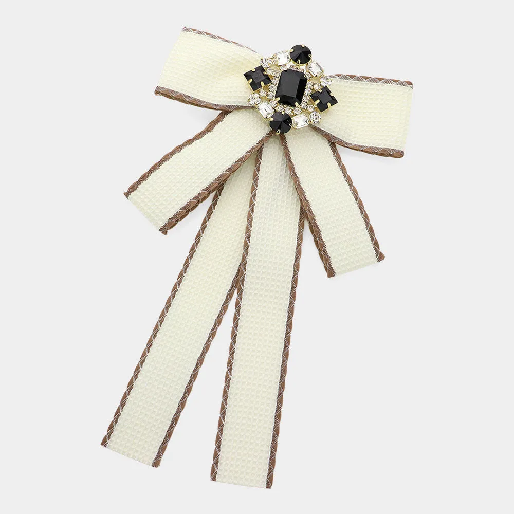 iLLASPARKZ Glass Stone Cluster Pointed Bow Brooch / Hair Clip