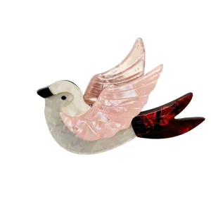 Iris Swallow Bird Pink Brooch