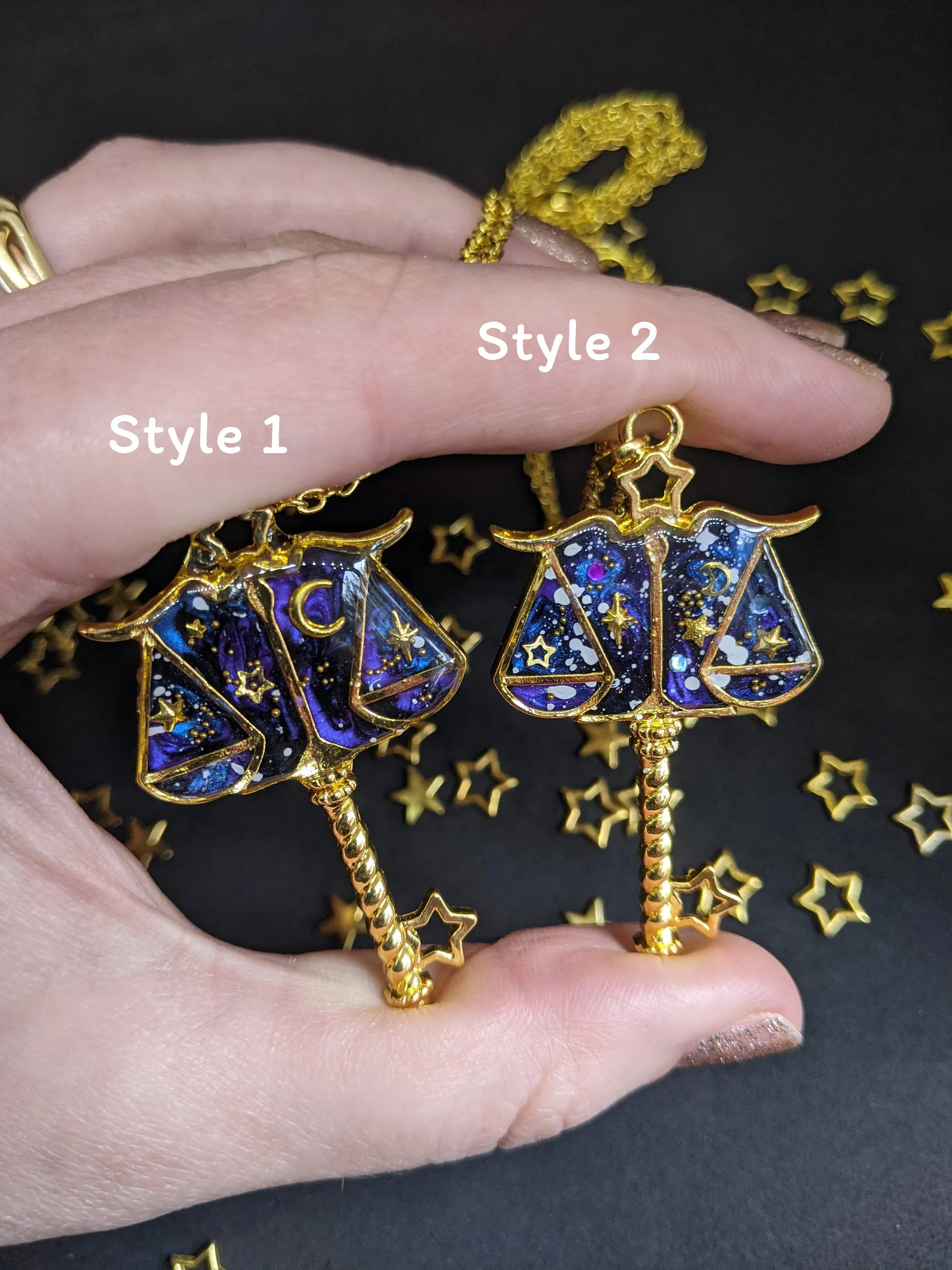Libra: Celestial Zodiac Resin Pendant Necklaces- 2 Styles