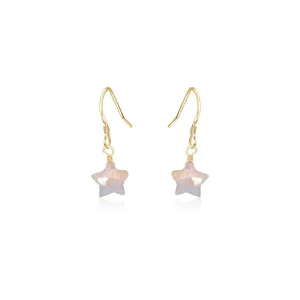 Little Rainbow Moonstone Crystal Star Dangle Drop Earrings