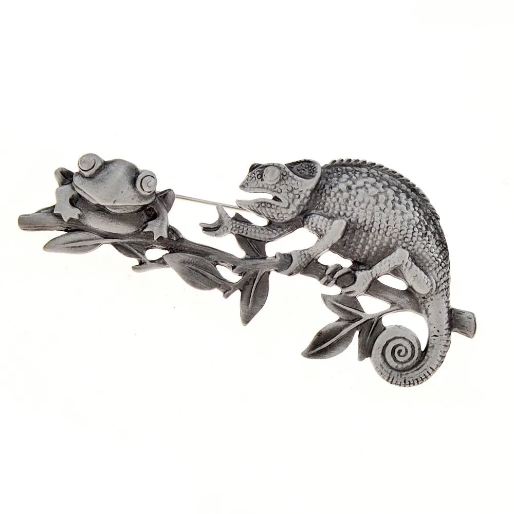 Lizard Preying On Frog Brooch