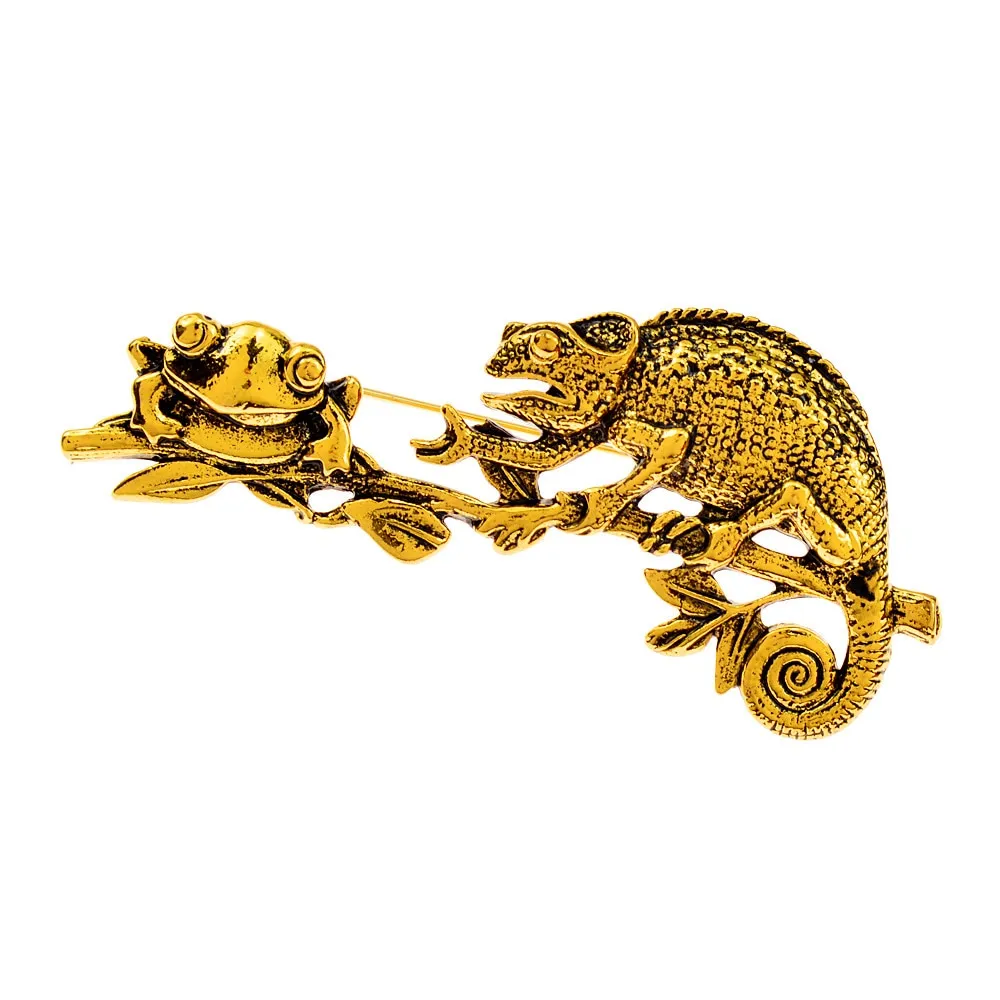 Lizard Preying On Frog Brooch