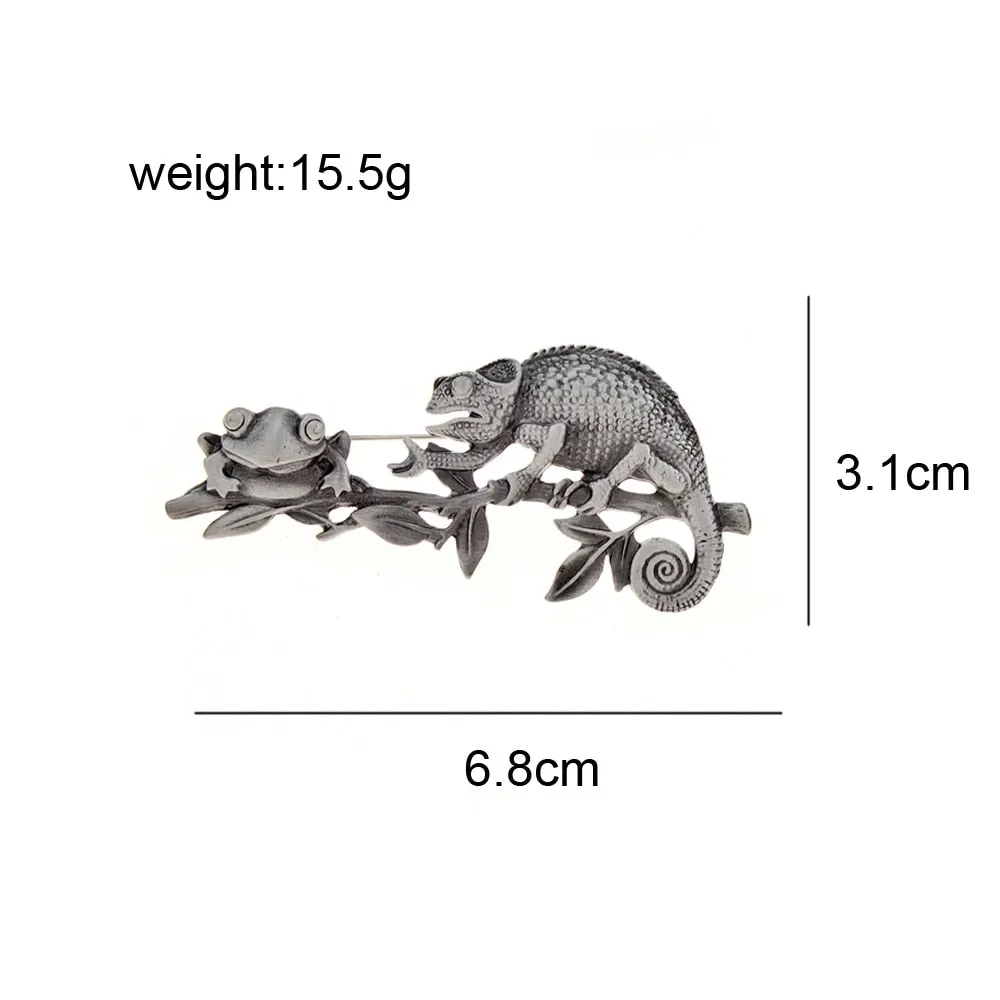 Lizard Preying On Frog Brooch