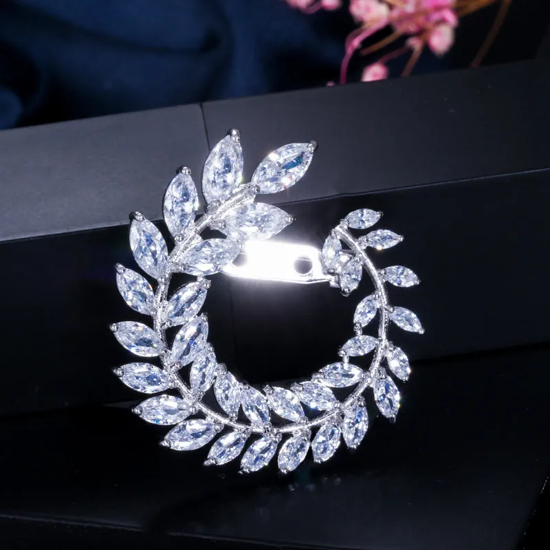 Lover Pendant Big Marquise Leaf Shape Cubic Zirconia Brooches