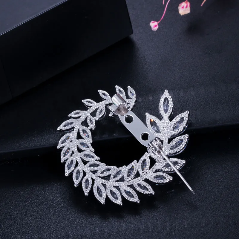 Lover Pendant Big Marquise Leaf Shape Cubic Zirconia Brooches