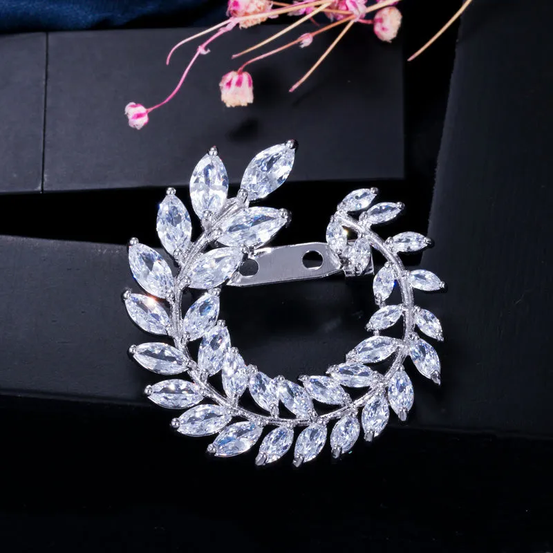Lover Pendant Big Marquise Leaf Shape Cubic Zirconia Brooches