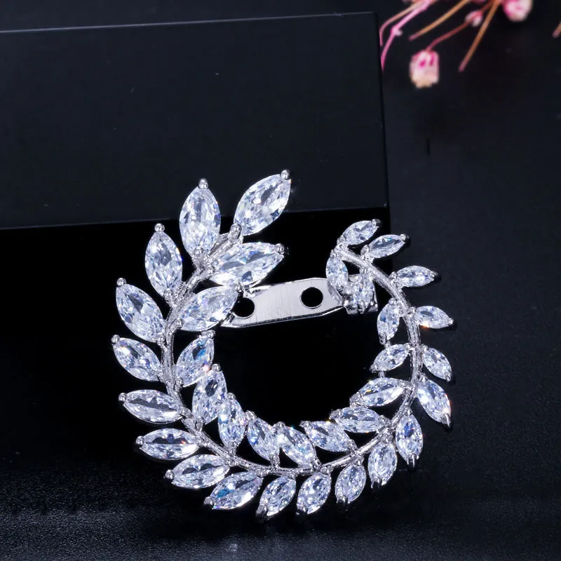 Lover Pendant Big Marquise Leaf Shape Cubic Zirconia Brooches