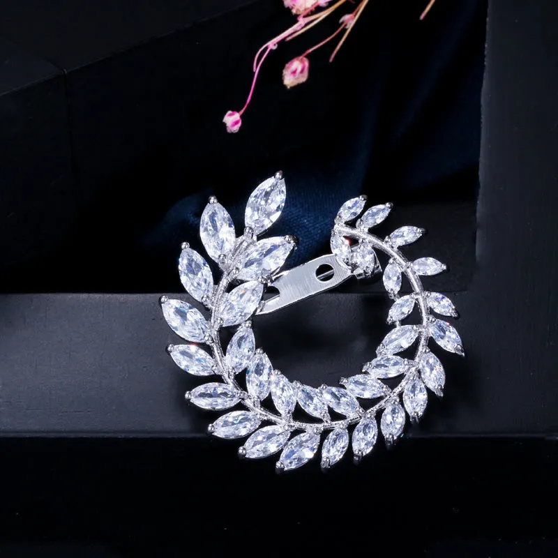 Lover Pendant Big Marquise Leaf Shape Cubic Zirconia Brooches