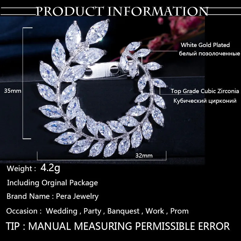 Lover Pendant Big Marquise Leaf Shape Cubic Zirconia Brooches