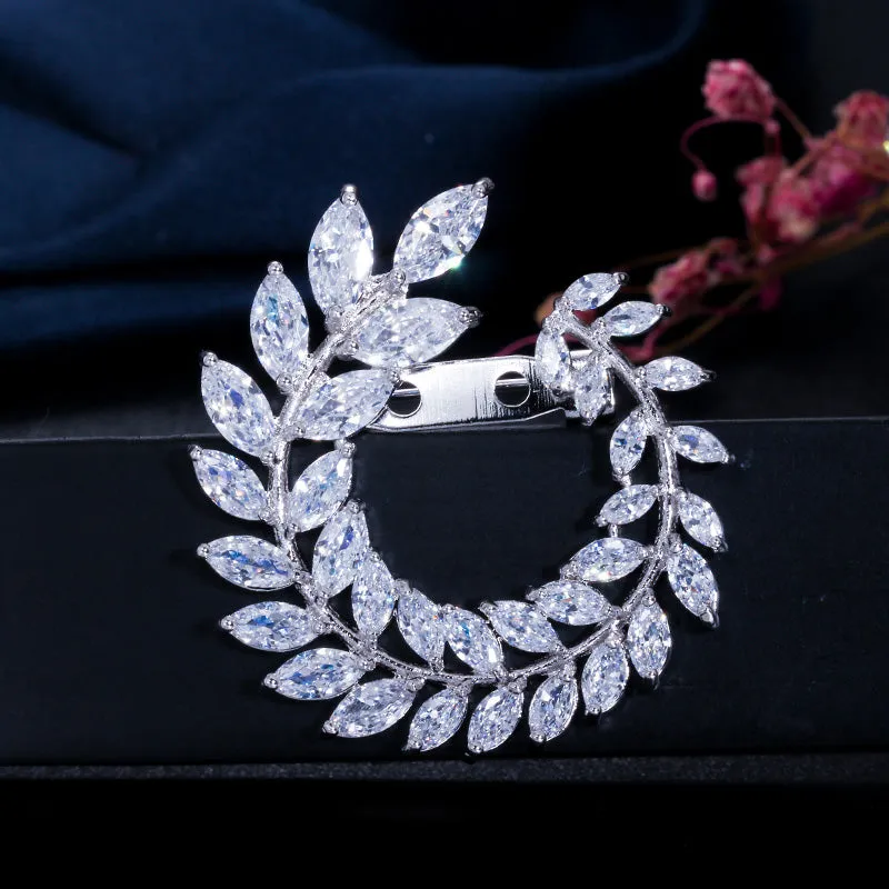 Lover Pendant Big Marquise Leaf Shape Cubic Zirconia Brooches