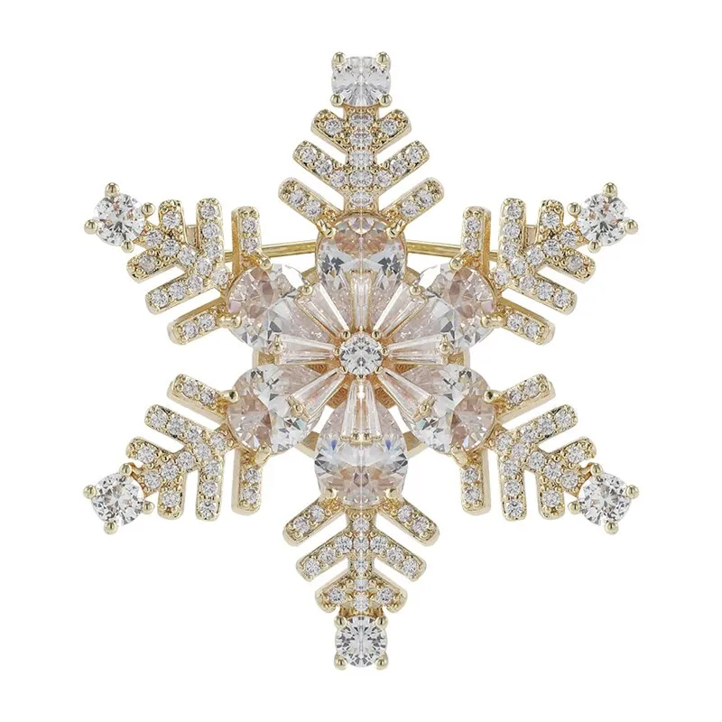 Luxury Micro-encrusted Zircon Snowflake Brooch Cute Fawn Brooches for Women