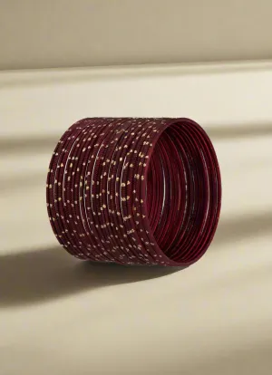 Maroon Glitter Spot Bangle Set